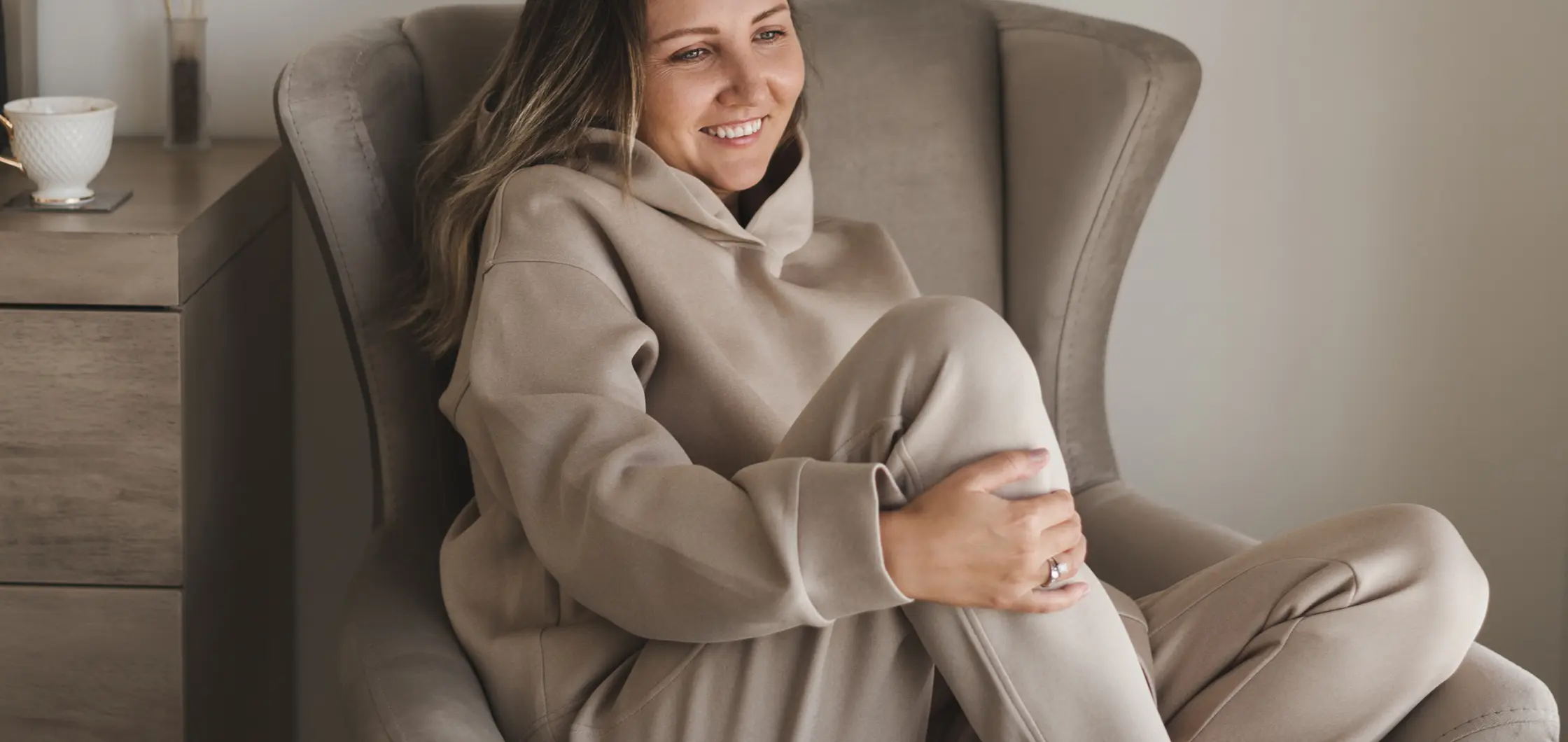 Woman in sofa